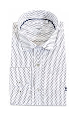 Мъжка риза с щампа Vegea 0336 – Slim Fit, бяла с ситен тъмносин флорален принт
