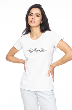 дамска бяла тениска с щампа