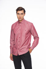 Мъжка риза райе в цвят бордо