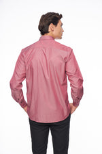 Мъжка риза райе в цвят бордо